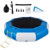 Inflatable Water Trampoline, 13ft Recreational Water Bouncer with Escalator, Round Inflatable Water Trampoline in Blue and White
