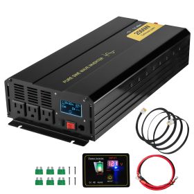Pure Sine Wave Inverter, 2500 Watt Power Inverter, DC 12V to AC 120V Car Inverter, with USB Port, LCD Display, and Remote Controller Power Converter