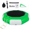 Inflatable Water Trampoline, 13ft Recreational Water Bouncer with Escalator, Round Inflatable Water Trampoline in Green and White