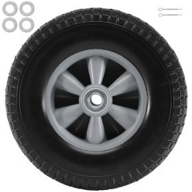 Solid PU Run-Flat Tire Wheel, 10", 2-Pack, 180 lbs Dynamic Load, 220 lbs Static Load, Flat Free Tubeless Tires and Wheels for Hand Truck, Utility Cart