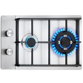 Gas Cooktop 12 inch, Max 12250BTU 2 Burners Built-in Stainless Steel Gas Stove Top