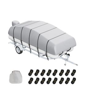 Pontoon Boat Cover, 23'-24' Waterproof Trailerable Pontoon Cover, 800D Marine Grade PU Oxford Fabric, with Motor Cover, 16 Windproof Buckle Straps