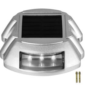 Driveway Lights 24-Pack Solar Driveway Lights Bright White with Screw Solar Deck Lights Outdoor Waterproof Wireless Dock Lights 6 LEDs for Path Warnin