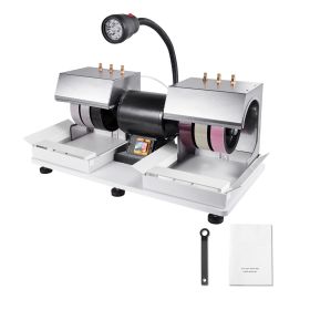 Cabbing Machine, 6" 1/4HP 1800rpm Efficient, Lapidary Rock Grinder Polisher With Lamp & Water Pump, Gem Faceting Machine