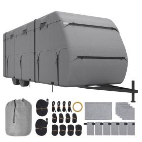 Travel Trailer Cover, 18-20 ft RV Cover, 4-Layer Non-Woven Fabric Camper Cover, Waterproof, Windproof and Rip-Stop Class A RV Cover, with Storage Bag