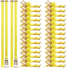 Ratchet Straps, 2 in x 15 ft, 30 Pack E-Track Tie Down Straps, 4400 lbs Break Strength & 1460 lbs Rated Load, Tie Down Ratcheting for Moving, Trailers