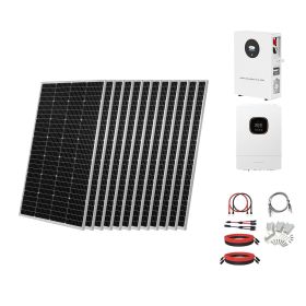 2400W 48V Complete Solar Power Kit, 12PCS 200W Monocrystalline Solar Panels + 51.2V 100Ah LiFePO4 Battery + 48V 5000W Hybrid Inverter