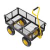 500 Lbs Steel Garden Cart, Heavy Duty Garden Wagon Cart Pullable on Wheels, Metal Yard Utility Wagon Carts with 10" All Terrain Tires
