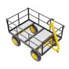 1400 Lbs Steel Garden Cart, Heavy Duty Pullable Garden Wagon Yard Cart, 2 in 1 Outdoor Metal Utility Wagon Yard Trailer with 13" All Terrain Tires