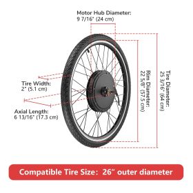 E-Bike 26 INCH Front Wheel Converstion Kit 48V 1000W