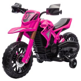 6V Kids Motorcycle with Training Wheels, Horn & Start Sound, for 3-8 Years, Pink