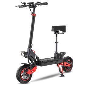 Fast 1600W Electric Scooter with Seat for Adult, Max Speed 28mph, 30miles Range, 48V 18Ah, 10'' Off-road Tires,Foldable Commuter E-scooter