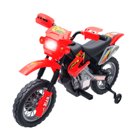 6V Kid Electric Ride On Motorcycle Powered Dirt Bike Battery Scooter For 3-6 Year Old Kids Toddlers W/ Training Wheels Red