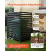 Metal Privacy Screen, 38" W x 60" H Freestanding Modern Privacy Fence, Garden Divider Panel with Extended Ground Stakes & Panel Height Adjustable