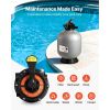 Sand Filter, 24-Inch, 65 GPM Above Inground Swimming Pool Sand Filter System, with 7-Way Multi-Port Valve, Backwash, Rinse, Recirculate, Waste, Winter
