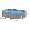 14x10 Steel Frame Above Ground Swimming Pool with Filter Pump Ladder for Families, Gray