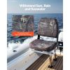 Boat Seat, Low Backrest, Folding Fishing Boat Seat with Thickened Sponge Cushion & PU Polyester Fabric, Strong PP Frame, Flip Up Boat Seat for Boats