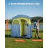 Camping Shower Tent, 2-Room Portable Privacy Tent Changing Room with Shower Bag, Ground Stakes, Ropes, Carry Bag, and Support Poles
