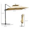 10ft Solar LED Cantilever Umbrella with 360 Rotation and Tilt Khaki for Outdoor Garden Yard