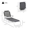 Adjustable Folding Chaise Lounge Chair 4-Position Armrests Dark Gray for Patio Beach Deck