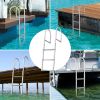 Dock Ladder, Removable 3 Steps, 500 lbs Load Capacity, Aluminum Alloy Pontoon Boat Ladder with 3.1'' Wide Step & Nonslip Rubber Mat