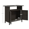 Wicker Outdoor Storage Cabinet with Two Doors and Shelf for Outdoor Pool Towel Storage, Dark Coffee