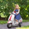 Vespa Licensed Kids Motorcycle 6V Toddler Motorcycle with Music, FM Radio, Headlight for 3-6 Years, WHite
