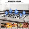 30-inch Gas Cooktop, 5 Burners Built-in Gas Stove Top, Max 12250BTU NG/LPG Convertible Stainless Steel Natural Gas Hob