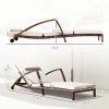Set of 2 Wicker Chaise Lounge Chair Outdoor Patio Lounger with Adjustable Back, Wheels, Cushion, and Armrests, Beige