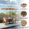 edx 10ft Solar 32 LED Lights Patio Umbrella with Tilt Adjustment and UV-Resistant Polyester Fabric, Market Umbrella for Outdoor, Khaki