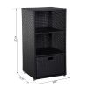 Poolside Towel Cabinet, Patio PE Rattan Storage, with 2-Tier Shelves and Bottom Drawer, 47"H, for Pool, Backyard, Dark Brown