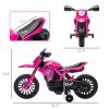 6V Kids Motorcycle with Training Wheels, Horn & Start Sound, for 3-8 Years, Pink