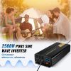 Pure Sine Wave Inverter, 2500 Watt Power Inverter, DC 12V to AC 120V Car Inverter, with USB Port, LCD Display, and Remote Controller Power Converter