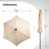 9ft Solar Patio Umbrella with LED Lights, Outdoor Market Table Umbrella with Push Button Tilt & Crank