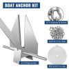 Boat Anchor Kit 8.5 lb Fluke Style Anchor, Hot Dipped Galvanized Steel Fluke Anchor, Marine Anchor with Anchor, Rope, Shackles