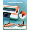 Inflatable Floating Dock, 8 x 6 FT Inflatable Dock Platform, Non-Slip Water Air Mat with Portable Carrying Bag and Detachable Ladder