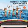Inflatable Water Bouncer, 17ft Recreational Water Trampoline, Portable Bounce Swim Platform with 5-Step Ladder & Electric Air Pump