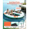 Inflatable Floating Dock, 10x8 FT Round Inflatable Dock Platform, Non-Slip Water Air Mat with Portable Carrying Bag & Detachable Ladder