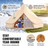 Canvas Bell Tent, 4 Seasons 6 m/19.68 ft Yurt Tent, Canvas Tent for Camping with Stove Jack, Breathable Tent Holds up to 10 People