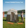 Camping Shower Tent, 2-Room Foldable Portable Privacy Tent Changing Room with Ground Stakes, Ropes, and Carry Bag