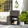 Outdoor Towel Rack for Pool w/ Drawer & Cabinet, Dark Brown