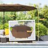 Garden Parasol, Double-Sided Sun Umbrella with LED Solar Lights, Patio Parasol for Outdoor, Coffee