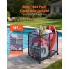 Pool Storage Bin, 36.8 x 24 x 35.6 in, Rolling Pool Float Storage Organizer with Side Pockets & Casters, Heavy Duty Metal Frame