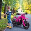6V Kids Motorcycle with Training Wheels, Horn & Start Sound, for 3-8 Years, Pink