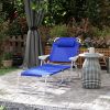 Folding Chaise Lounge, Outdoor Sun Tanning Chair, 4-Position Reclining Back, Armrests, Removable Pillow, Blue
