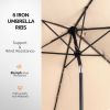 9ft Solar Patio Umbrella with LED Lights, Outdoor Market Table Umbrella with Push Button Tilt & Crank