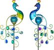 Garden Solar Lights Decorative, 2 Pack Metal Peacock Solar Lights Stake for Outdoor Garden Patio Yard Lawn Decorations