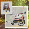 2-in-1 Red Child Bike Trailer & Baby Stroller, Enhanced Safety Features, Brake, Flag, Reflectors, Storage