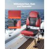 Boat Seat, High Backrest, Folding Fishing Boat Seat with Thickened Sponge Cushion & Waterproof PVC Leather, Aluminum Alloy Hinges