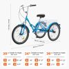 Folding Adult Tricycle, 24-Inch Adult Folding Trikes, Carbon Steel 3 Wheel Cruiser Bike with Large Basket & Adjustable Seat